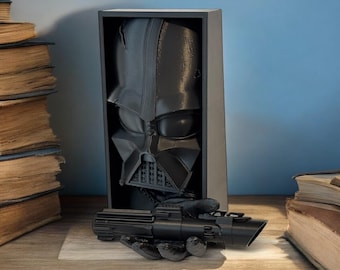 Darth Vader with Lightsaber | Book Nook Model | Bookcase shelf | Decoration Home Decor Gift | Sci-fi art | Black or White Star Wars
