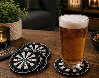 Dartboard Drinks Coasters | Winmau Design, Pub Decor (Set of 4)