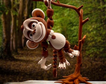Cute Articulating Monkey – Stands Upright, Hangs by Tail or Hand – Sensory fidget Toy | Pocket toy | travel companion | Flexi Factory