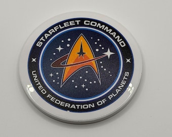 Star Trek Coaster - Starfleet Command Glossy Ceramic, Cork Backed, United Federation of Planets