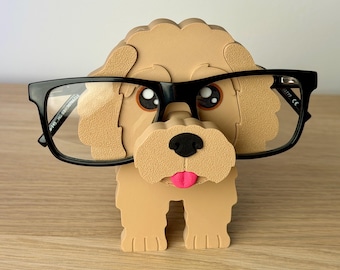 Cockapoo Glasses Holder with Mini key Storage | Eyeglass Stand & Desk Organiser Gift