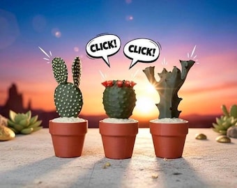 Clicky Cactus Fidget Toy: 3D Printed Desk Decor with Mechanical Switch