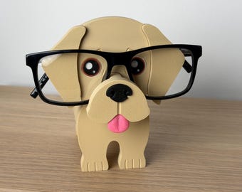 Labrador Retriever Glasses Holder with Mini key Storage | Eyeglass Stand & Desk Organiser Gift