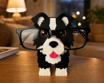 Porta-óculos com formato de Border Collie | Organizador de mesa em PLA, suporte para óculos