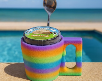 3D Printed Ice Cream Pint Holder: Ben & Jerry's Cozy with Spoon Slot