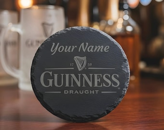 Personalised Guinness Slate Coaster - Custom Name - Home Bar Pub Gift