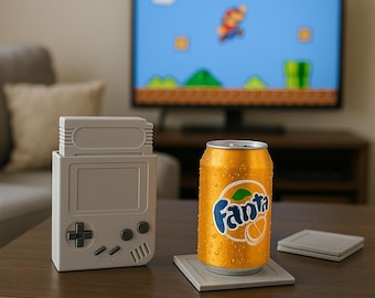 Retro Gaming Cartridge Coaster Set: Console Storage Box, Gamer Gift | 6 coasters