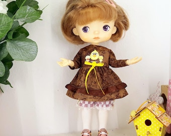 Zestaw ubranek dla lalki: bawełniana sukienka, spodnie i pończochy dla Holala, Monst Dolls