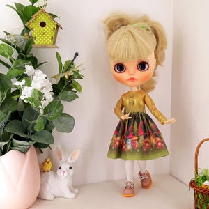 Vestito Blythe, vestito verde Blythe, vestiti Blythe, vestito verde Blythe, set di vestiti Blythe