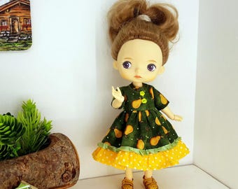 Elegant Green Dress for 20cm Dolls - Fits Monst Xiaomi, Holola, MZZM - Handmade Doll Clothes