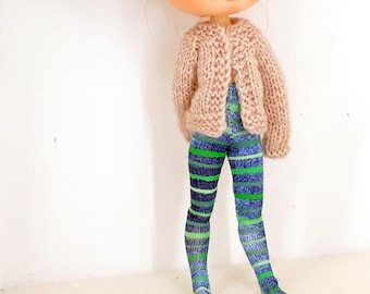 Middie Blythe Puppenstrumpfhose: Gestreifte Print Puppenkleidung