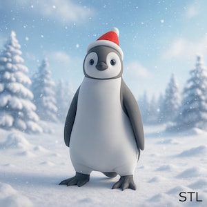 3D Printable Small Penguin Figure - Fully Articulated STL Model - DIY Multi-Part 3D Print File