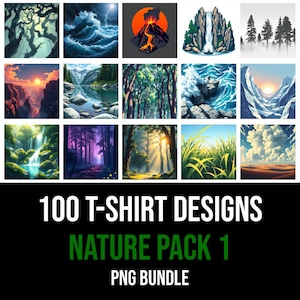 Nature PNG Bundle | Landscapes, Flowers, Leaves & Botanical Clipart Pack | 300 DPI High-Resolution Digital Graphics for Crafts and Apparel