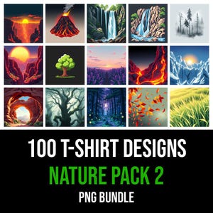 Nature PNG Bundle | Landscapes, Flowers, Leaves & Botanical Clipart Pack | 300 DPI High-Resolution Digital Graphics for Crafts and Apparel