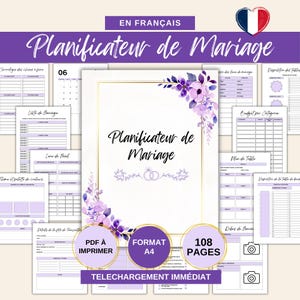 Planificateur de Mariage en français - Wedding Planner - Organisateur de mariage - Journal de mariage - Outil planification mariage - PDF