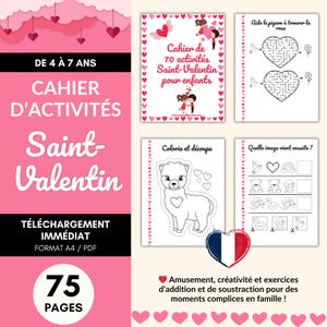 Cahier d’activités Saint-Valentin - En Français - Cahier d&#39;activités enfants - activités éducatives - cahier à imprimer - cahier pédagogique