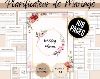 Wedding Planner imprimable en français, Organisateur de mariage, Planificateur de mariage, Journal de mariage, Outil planification mariage