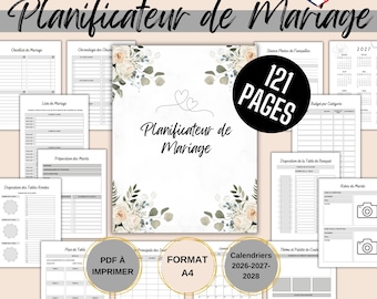 Planificateur de Mariage en français - Gris perle - Wedding Planner - Organisateur & journal de mariage - Outil planification mariage - PDF