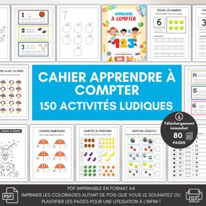 Apprendre à compter - en français - Cahier activités ludiques, apprentissage des chiffres, exercices maths simples, compter en s'amusant