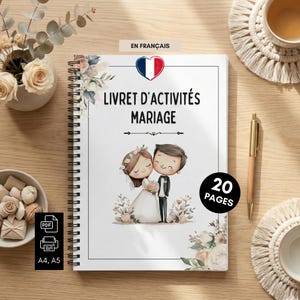 Livret activités mariage enfants à imprimer PDF | Cahier jeux & coloriage table des enfants | Animation mariage Pas Cher | Téléchargement
