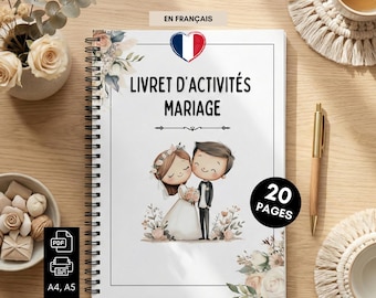 Livret activités mariage enfants à imprimer PDF | Cahier jeux & coloriage table des enfants | Animation mariage Pas Cher | Téléchargement