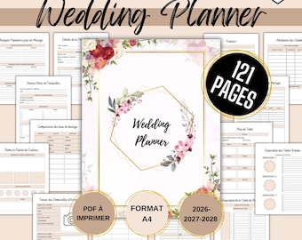 Wedding Planner imprimable en français, Organisateur de mariage, Planificateur de mariage, Journal de mariage, Outil planification mariage