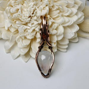 Moonstone Wire Wrapped Copper Pendant, Artisan Hand Crafted, Semi-Precious Gemstone Crystal Wire Wrap Jewelry, Moonstone Necklace Pendant