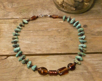 Indian Night - Turquoise and glass bead necklace