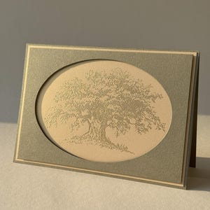Luxus Olivgrüne Grußkarte mit einem Eichen Baum, Umschlag für Geld, Geschenkidee Geburtstag