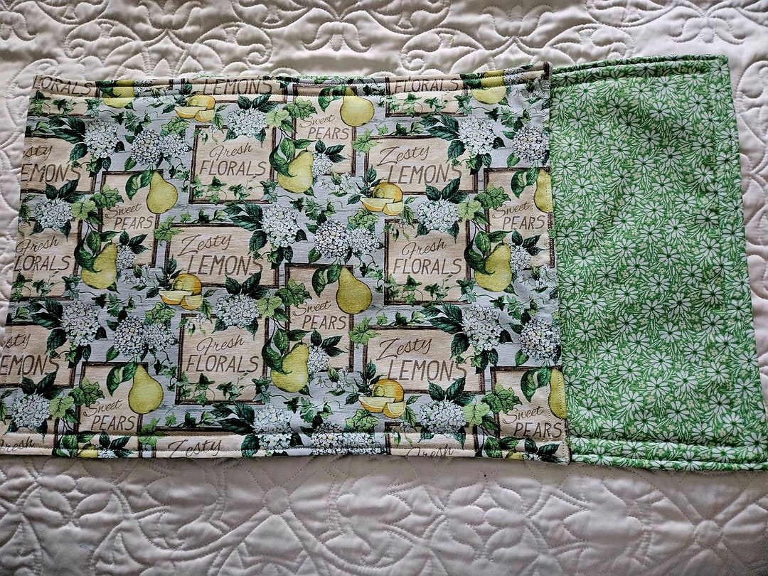 Lemon Themed Reversible Placemats Handmade and Machine Etsy