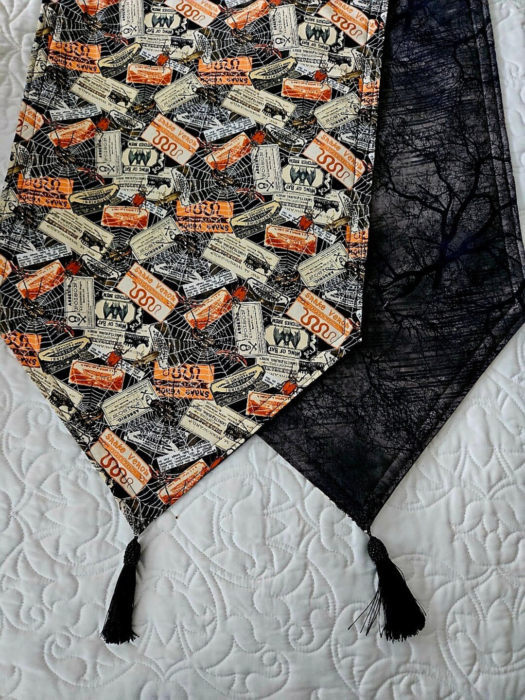 Halloween Themed Reversible Table Runner 72x14 Handmade and Padded - Etsy