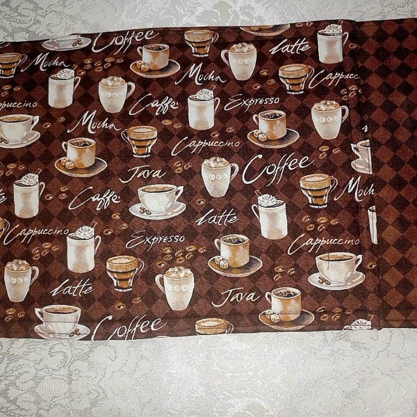 Coffee Themed Reversible Placemats Handmade and machine washable Set of 4