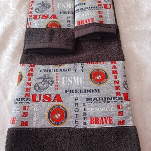 United States Marine Corps Dog Tags 3 Piece Bath Towel Set