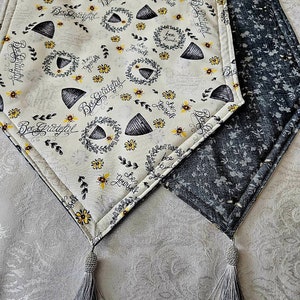 Honey Bee Themed Table Runner Reversible and Padded 72x14