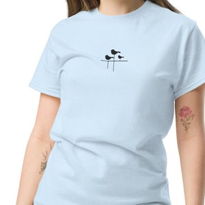 Unisex 100% Cotton Classic Tee with Three Embroidered Birds – Stylish, Comfortable, and Perfect for Everyday Wear