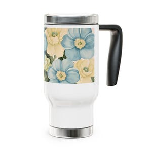 Floral Stainless Steel Travel Mug, Elegant Coffee Cup for On-the-Go, Perfect Gift for Mother&#39;s Day, Spring Travel Mug, Unique Floral Design