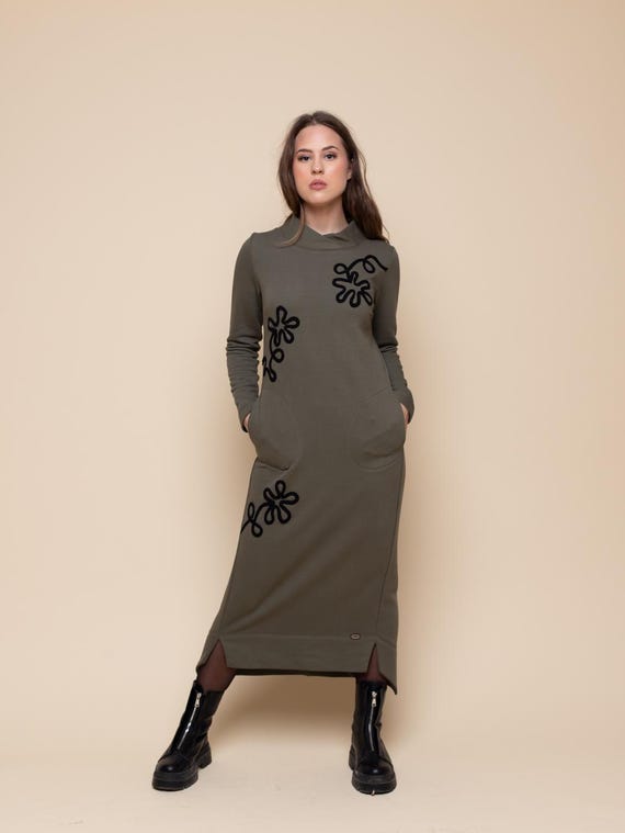 casual jersey maxi dress Handmade Dress: Elegant Long Sleeve Outfit Long sleeve