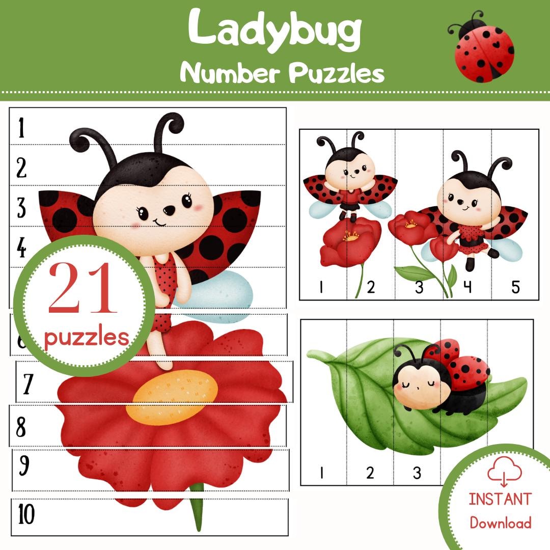 Ladybug Number Puzzle|numbers Sequence|preschool Counting Activities ...