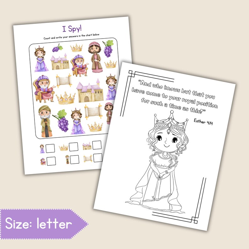 Bijbel druk boekenbundel voor kinderen | Adam en Eva, Joseph, Esther, Daniël (digitale download) afbeelding 2