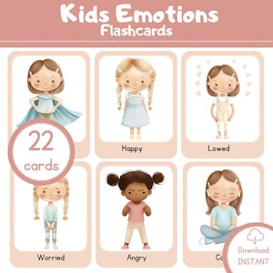 Emotion Flashcards | Emotions Activity Flash Cards | Emotion Cards Toddler|Printable Emotion Cards For Kids | Montessori Materials