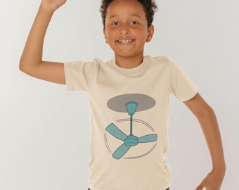 Ceiling Fan T-shirt, Gift For Children Who Love Ceiling Fans, Organic Cotton Tee