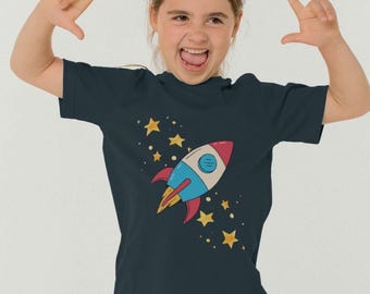 Rocket Children's T-shirt, Kids Space Tee, Organic Cotton