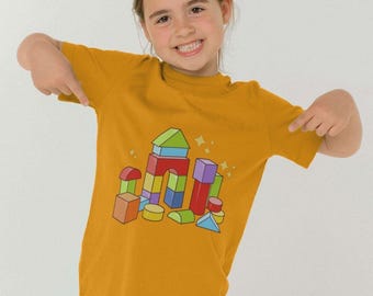 Camiseta infantil Building Blocks, camiseta infantil de algodón orgánico