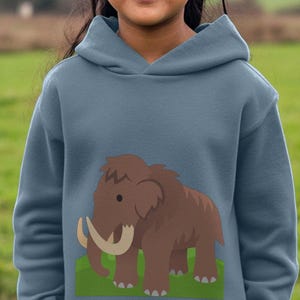 Kids Woolly Mammoth Hoody, For Children Who Love Mammoths, Organic Cotton