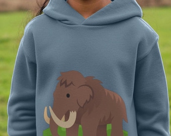 Kids Woolly Mammoth Hoody, For Children Who Love Mammoths, Organic Cotton