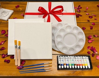 Canvas Paint and Sip Kit for Couples Date Night Ideas, DIY Painting Set, Paint your partner, Valentines Day Gift, Date In a Box