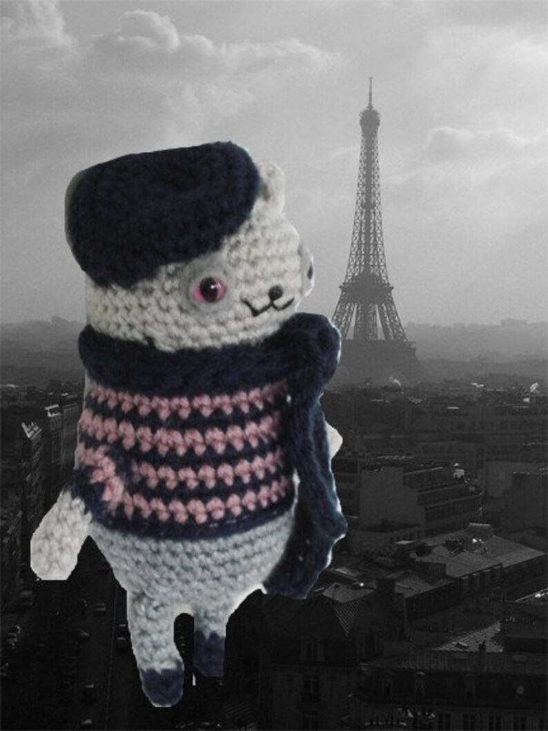 CROCHET PATTERN Amigurumi Parisian Bear Beatnik Poet Plushie image 5