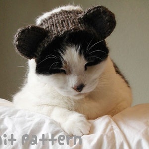 KNITTING PATTERN Pet Hat Costume PDF Instant Download Teddy Bear Cat Cute Halloween Disguise image 1