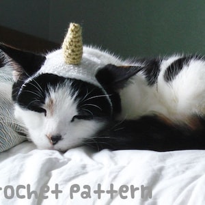 CROCHET PATTERN Pet Hat Costume PDF Instant Download Unicorn Cat Cute Halloween Disguise image 1