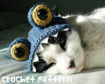 CROCHET PATTERN - Pet Hat Costume - PDF Instant Download - Monster Cat - Cute Halloween Disguise